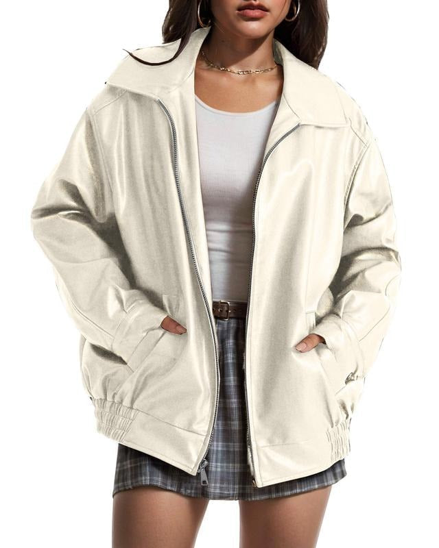 Solena | Oversized Leather Bomber