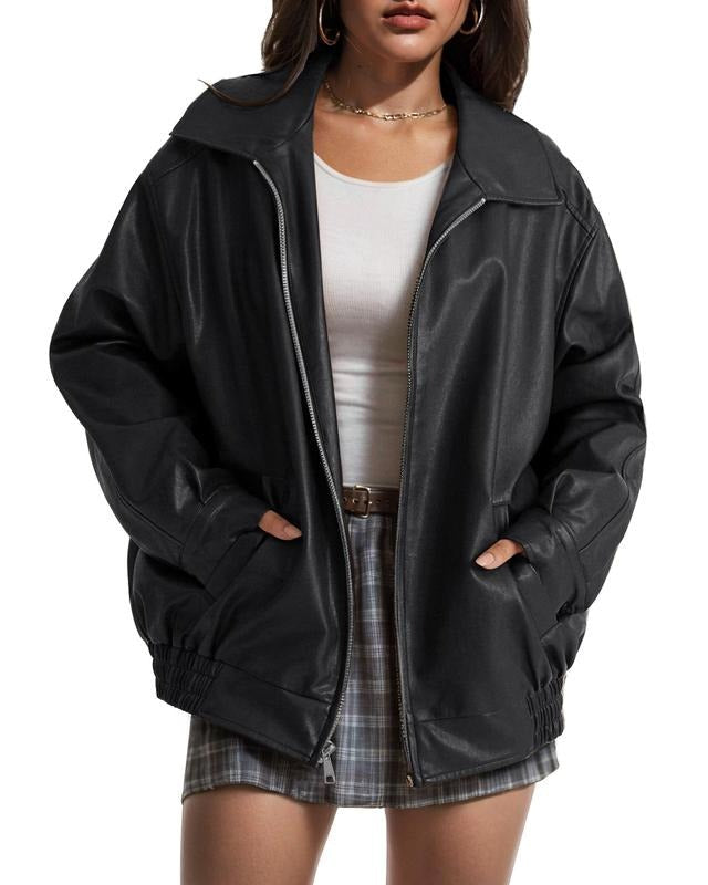 Solena | Oversized Leather Bomber