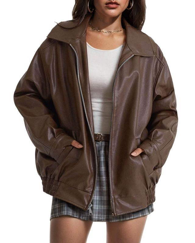 Solena | Oversized Leather Bomber