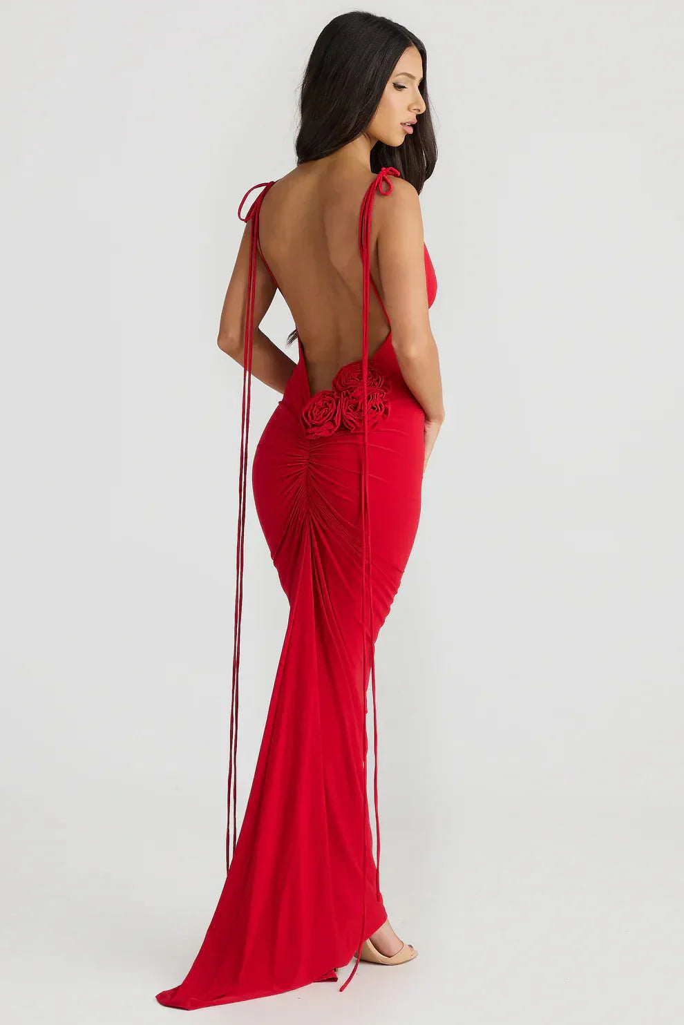 Verona - Backless Rose Knot Maxi Dress