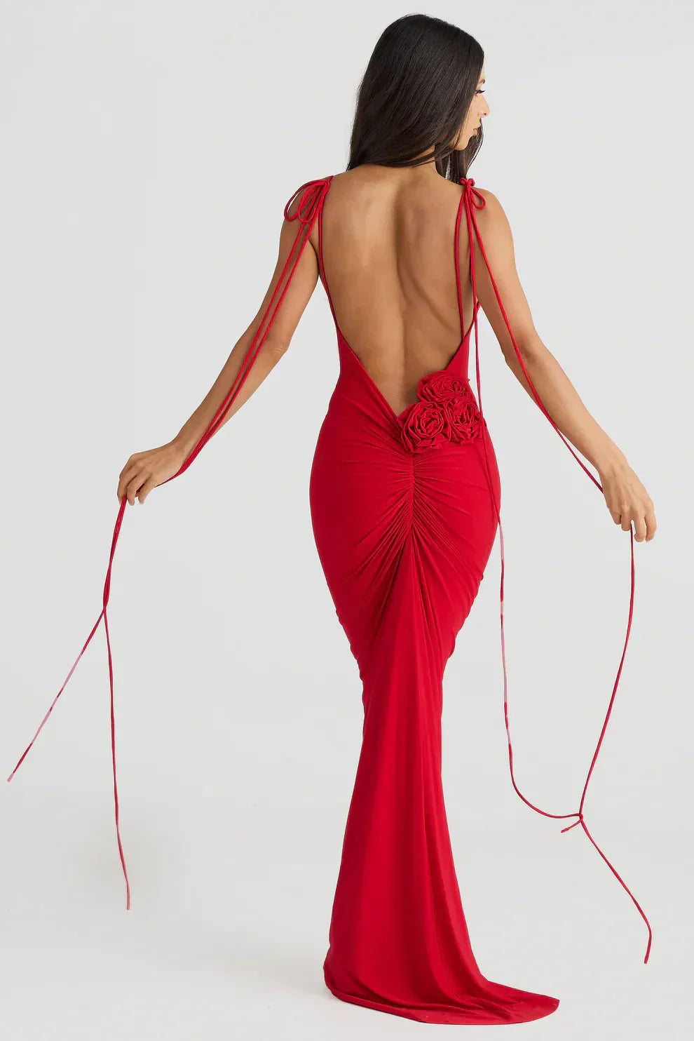 Verona - Backless Rose Knot Maxi Dress