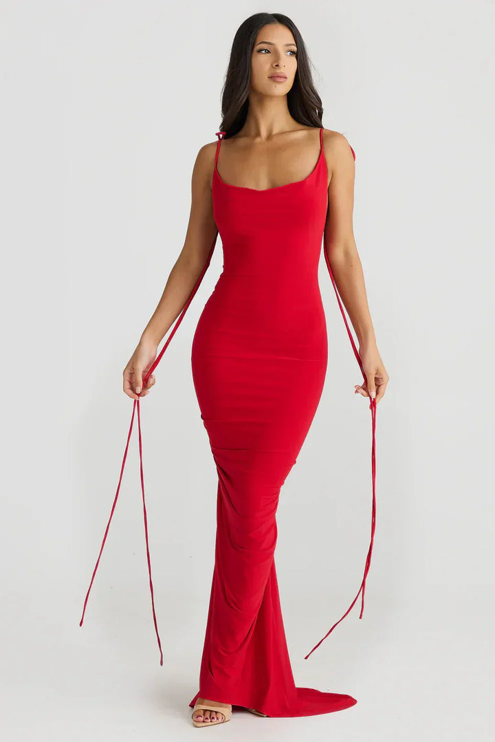Verona - Backless Rose Knot Maxi Dress
